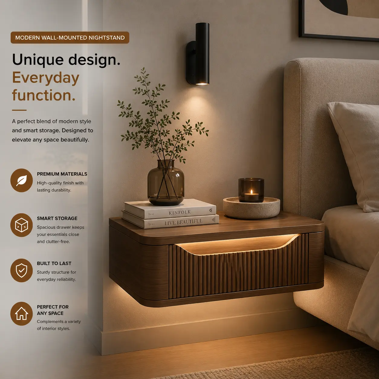 Wall-Mounted Nightstand — woodworking plan project